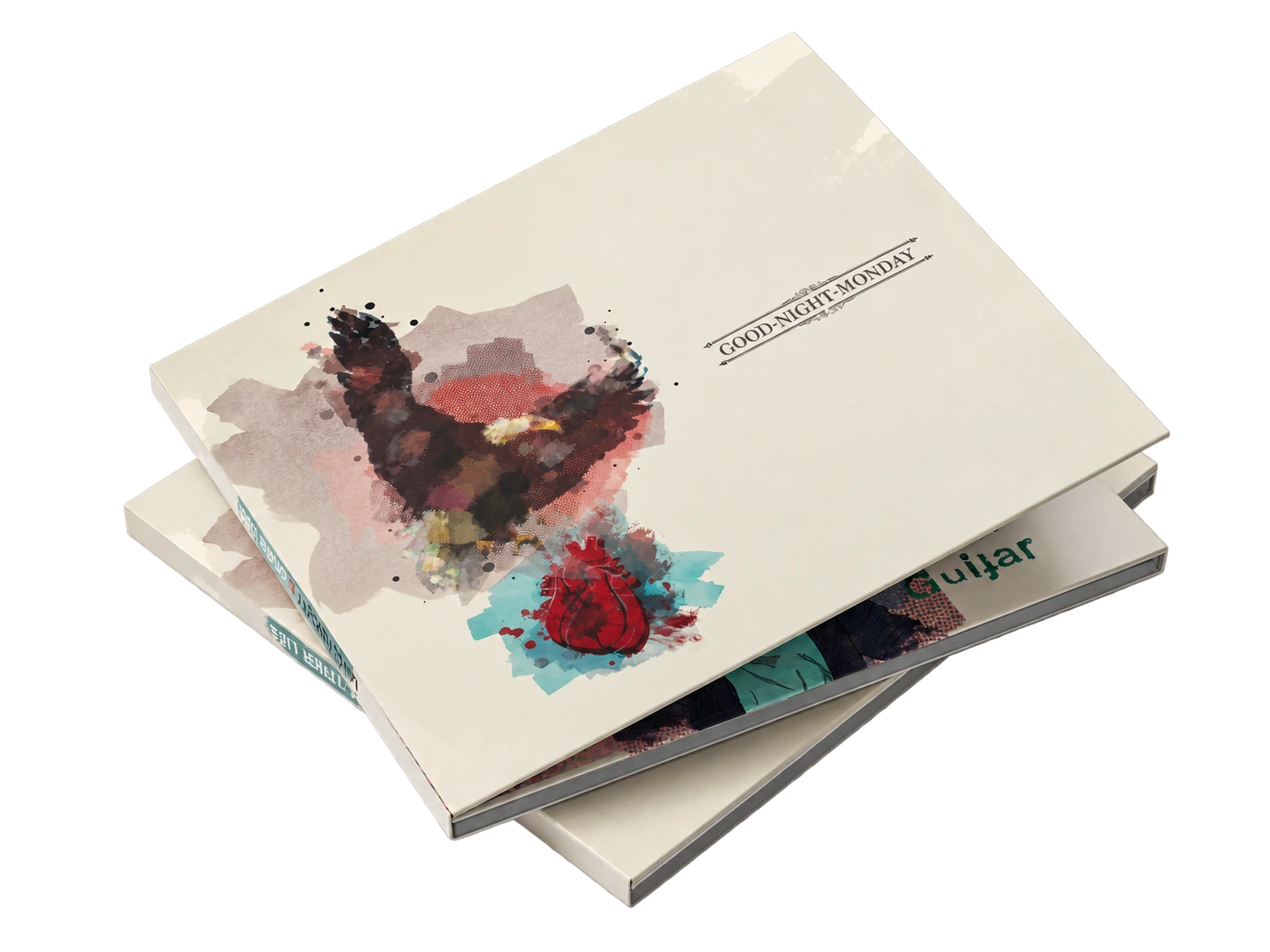 Freigestellter Stapel der Good-Night-Monday-Digipacks