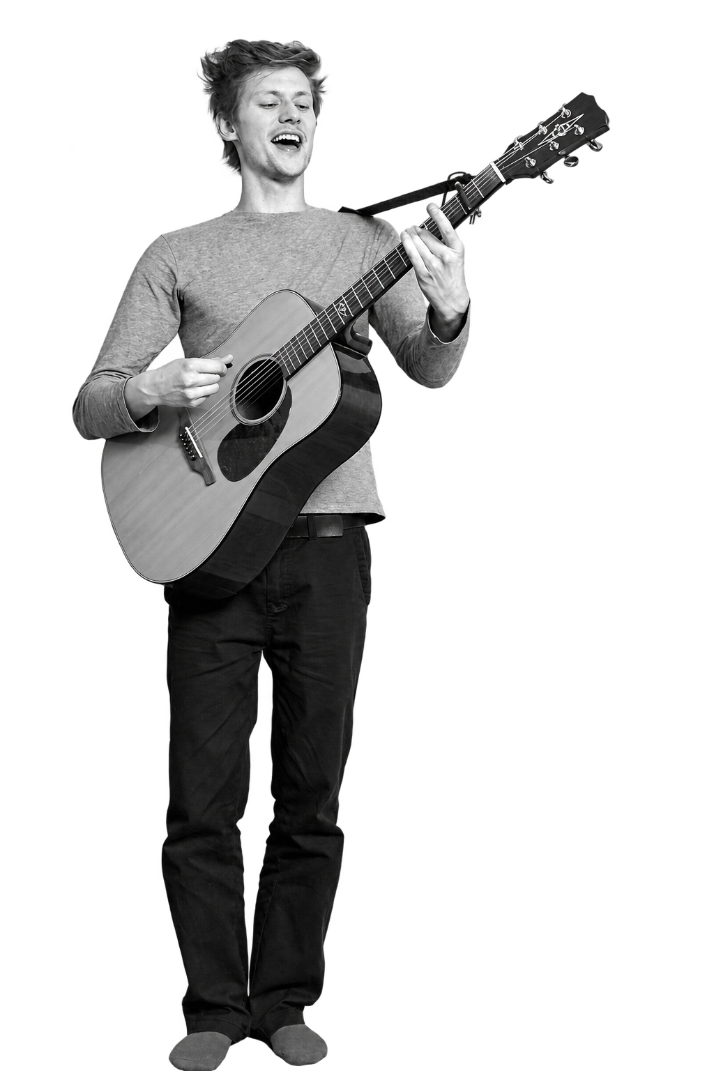 Gregor Jonas singt und spielt Gitarre, Ganzkörperaufnahme