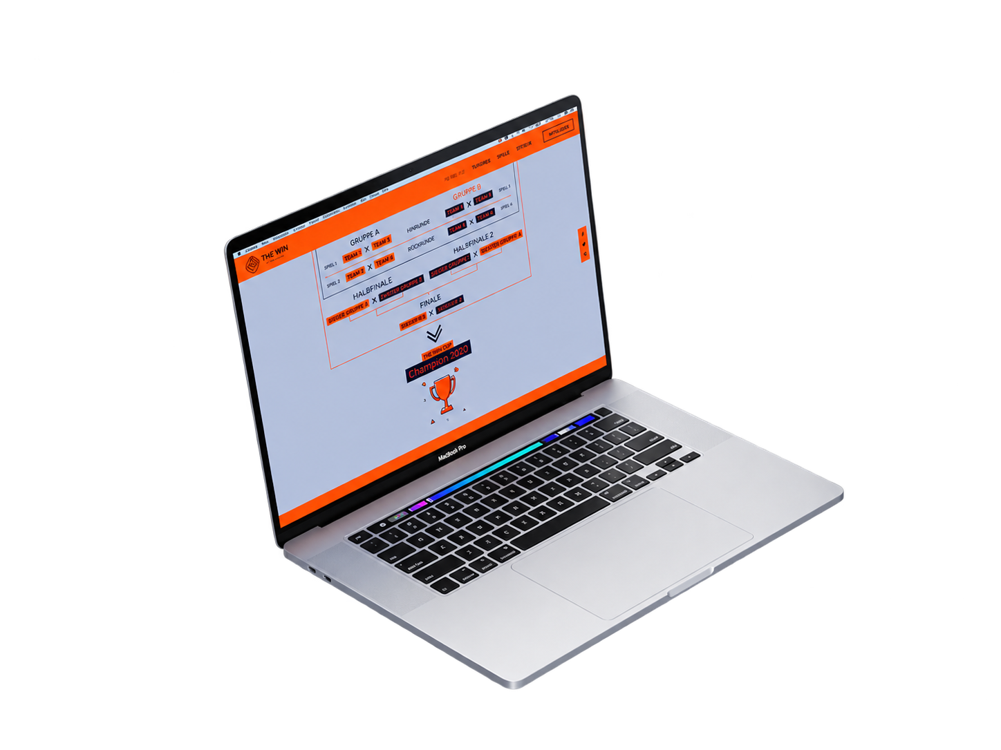 Website des WIN Cups auf einem Laptop