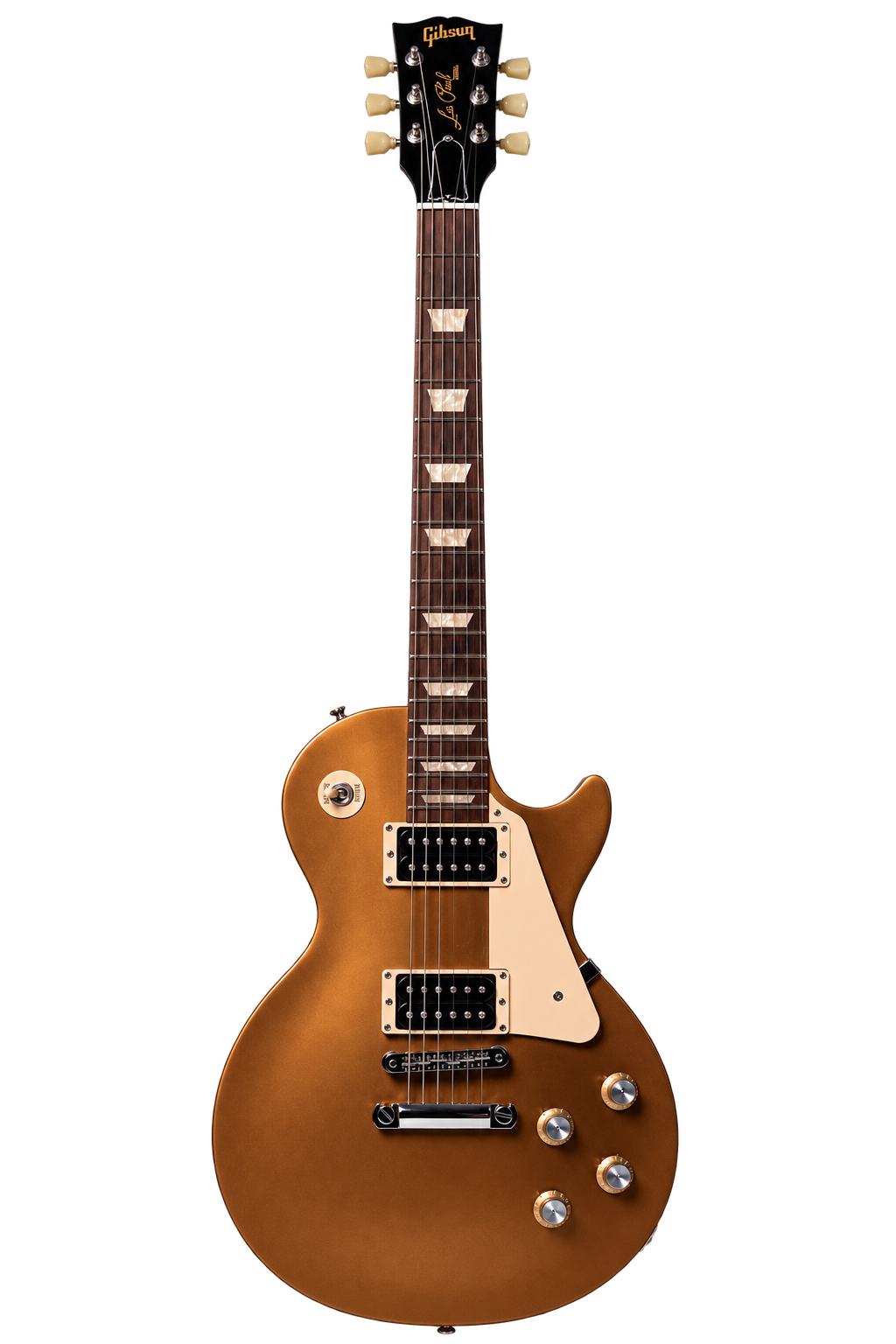 Freigestellte goldene E-Gitarre aus dem Shooting
